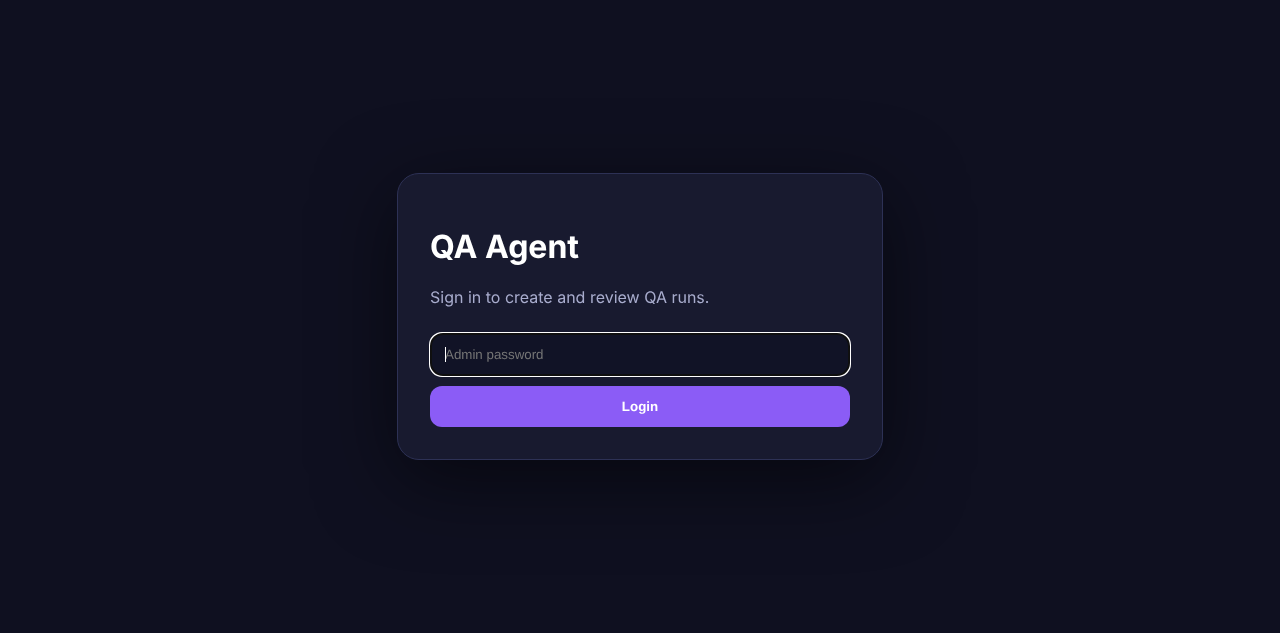QA Agent login page screenshot