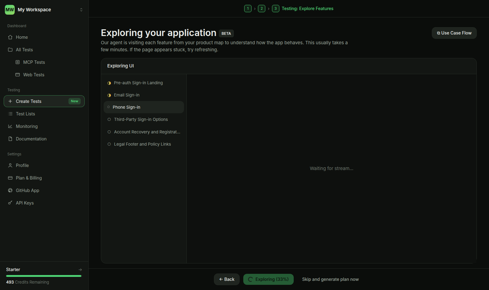 Exploring your application — live agent view