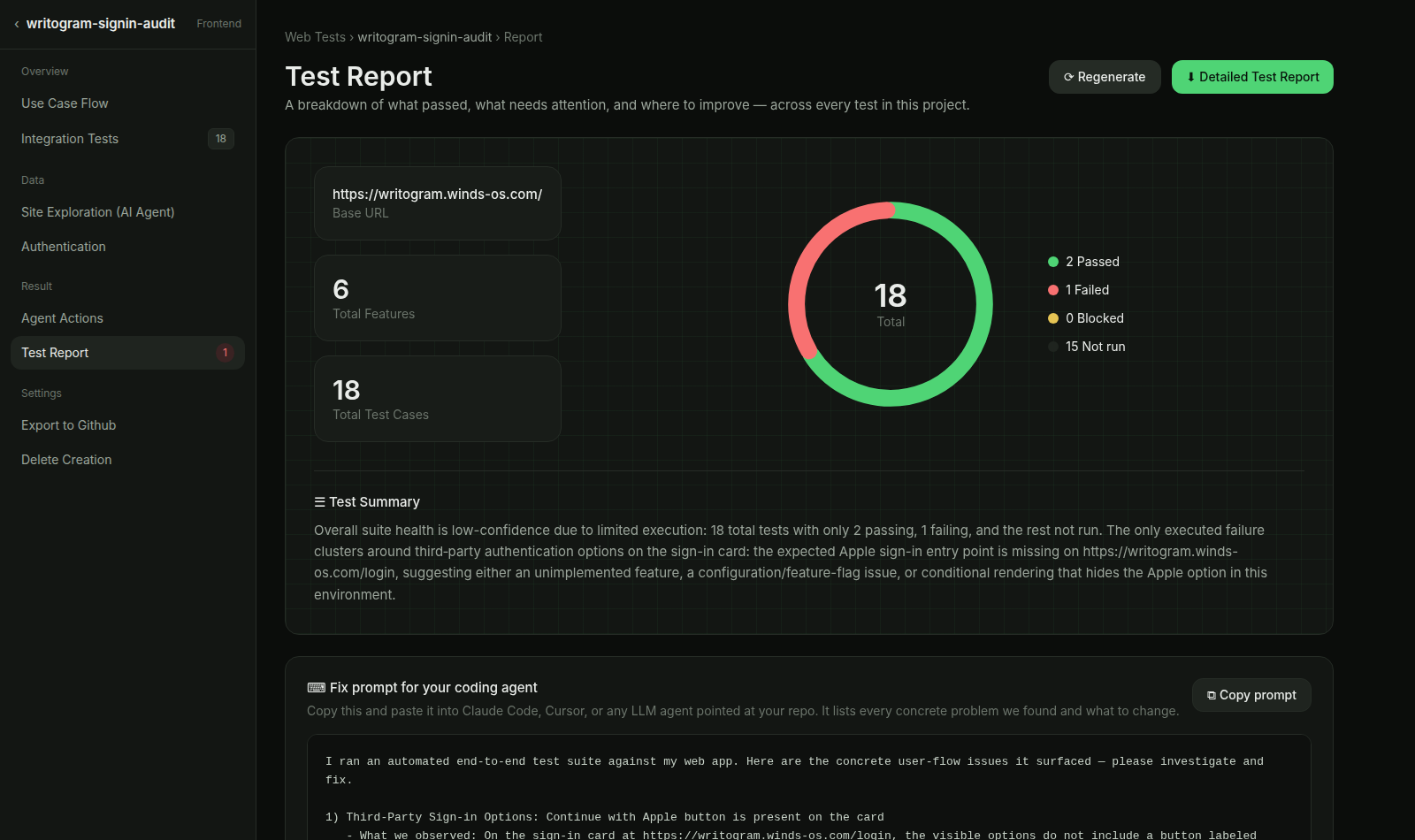 Test Report — stats and AI summary