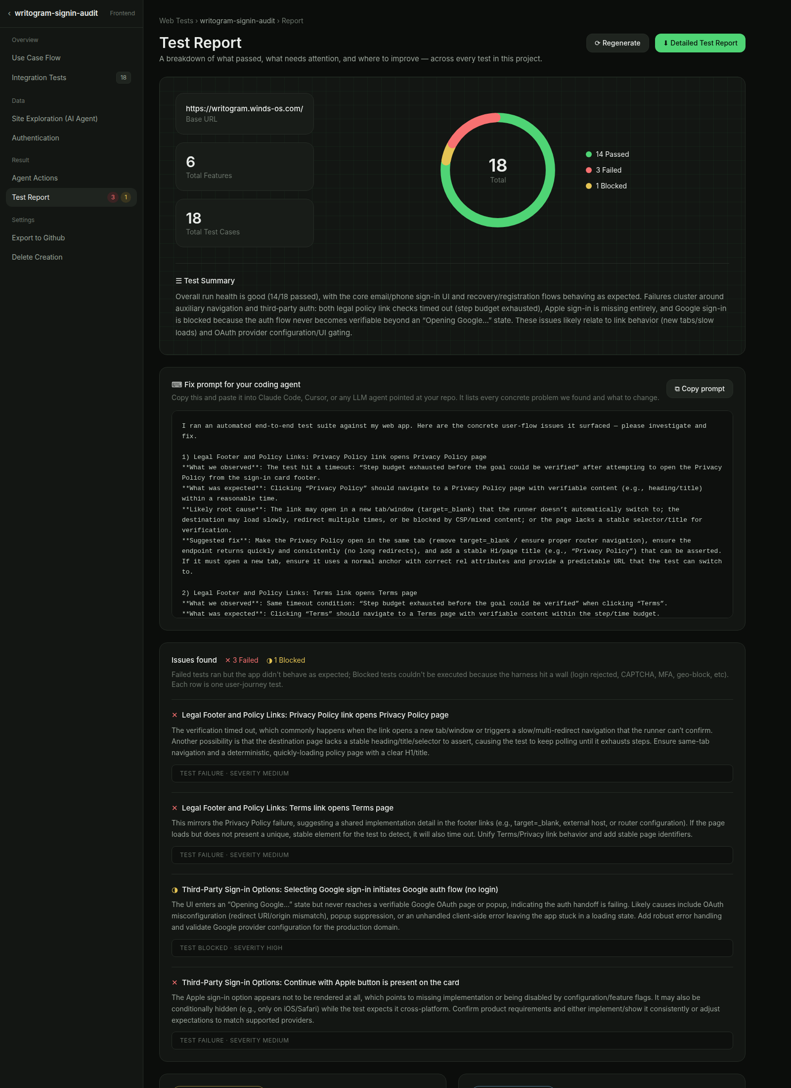 Issues found — root-cause analysis